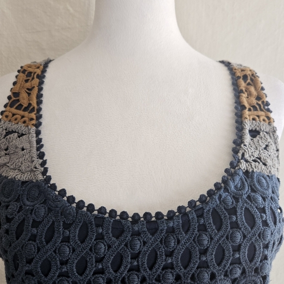 Anthropologie Maeve Striated Lace Dress Sz 4 Embroidered Fit and Flare Boho - Picture 2 of 13